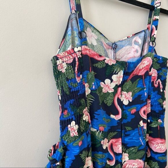 Revival-flamingo print Faux Wrap Midi Holiday/Sumner Dress - Picture 12 of 12